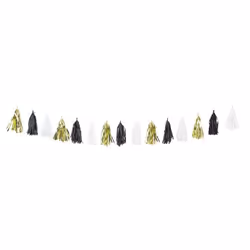 Unique Party 62951, Ghirlanda, Carta, Nero, Oro, Bianco, 2,74 m, 1 pz