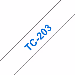 Brother TC-203, Blu su bianco, TC, Brother, P-touch PT8E, PT500, PT2000, PT3000, PT5000, 1,2 cm, 7,7 m