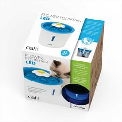 Catit LED Flower Fountain distributore di cibo e acqua per cani e gatti Plastica Blu, Bianco Gatto Abbeveratoio automatico per animali domestici