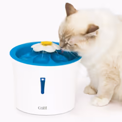Catit LED Flower Fountain distributore di cibo e acqua per cani e gatti Plastica Blu, Bianco Gatto Abbeveratoio automatico per animali domestici