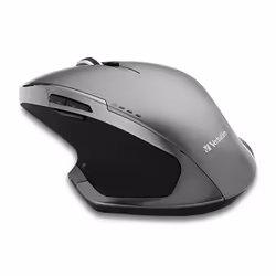 Verbatim Mouse a 8 pulsanti wireless con LED blu, Blue LED, RF Wireless, 1600 DPI, Nero, Grigio