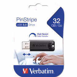 Verbatim PinStripe 3.0 - Memoria USB 3.0 da 32 GB  - Nero - Vista aggiuntiva 5