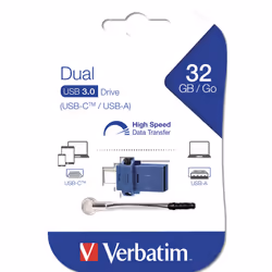 Verbatim Dual - Memoria USB 3.0 da 32 GB - USB-C / USB-A - Blu - Vista aggiuntiva 5