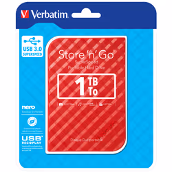 Verbatim Disco rigido portatile Store 'n' Go USB 3.0 da 1 TB - Rosso - Vista aggiuntiva 4