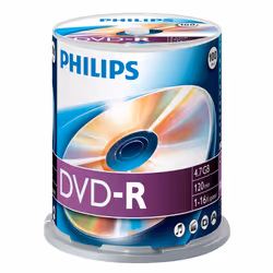 Philips DVD-R DM4S6B00F/00, DVD-R, 100 pz, 4,7 GB