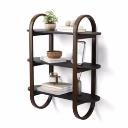 Umbra Bellwood, A muro, Legno, Nero, Noce, 20 kg, 3 ripiani, Moderno