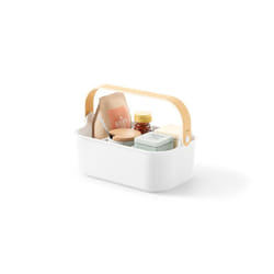 Umbra Bellwood Cesto portaoggetti Rettangolare ABS, Legno di frassino, Nylon, Silicone Bianco, Legno