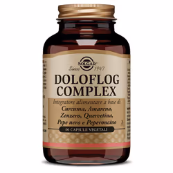 Solgar Doloflog Complex è un integratore per i dolori articolari, con curcuma, amarena, zenzero, pepe nero, quercetina e papr ...