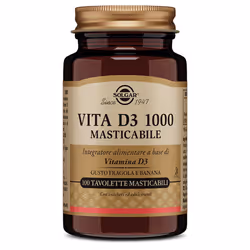 Solgar Vita D3 1000 Masticabile è un rimedio a base di vitamina D naturale utile per il mantenimento di ossa e denti normali  ...