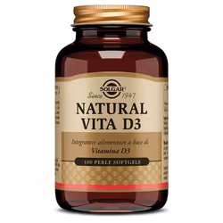 Integra la tua dieta con Solgar Natural Vita D3, 100 perle ricche di vitamina D3 per ossa forti, salute dentale e supporto im ...