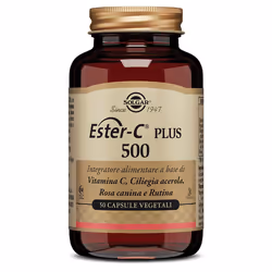 Solgar Ester C Plus 500 è un integratore di vitamina C potenziata con ciliegia acerola e Rosa canina, ideale per il supporto  ...