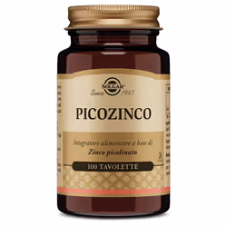 Solgar Picozinco è un integratore alimentare che fornisce zinco, essenziale per la salute di pelle, capelli e unghie. Con pro ...