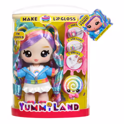 MGA Entertainment Yummiland Large Doll + Lipgloss Pet- Rainbow (Skyler Rainbow Belt)