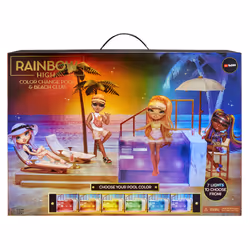 Rainbow High Color Change Pool & Beach Club Playset, Set da spiaggia per bambole, 6 anno/i, Batterie richieste, Effetti della ...