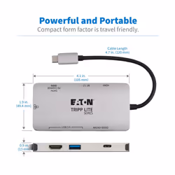 Tripp Lite U442-DOCK5-GY replicatore di porte e docking station per laptop Cablato USB 3.2 Gen 1 (3.1 Gen 1) Type-C Grigio - Vista aggiuntiva 4