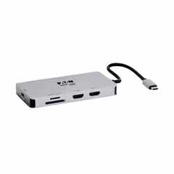Tripp Lite U442-DOCK8G-GG, Cablato, USB 3.2 Gen 1 (3.1 Gen 1) Type-C, 100 W, 10,100,1000 Mbit/s, Nero, Grigio, MicroSD (Trans ...