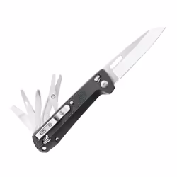 Leatherman FREE K4, Coltello con lama a bloccaggio, Coltello multiuso, Punta a goccia, Acciaio inox, Grigio, 9 strumenti