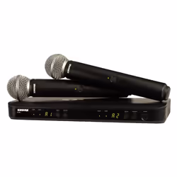Shure BLX288/SM58, Microfono per palco/spettacolo, Wireless, 100 m, Nero, Batteria, Stilo AA