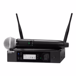 Shure GLXD24R+E/SM58-Z4, Microfono portatile, Microfono dinamico, RF Wireless, Batteria, Ricevitore da rack, Metallo