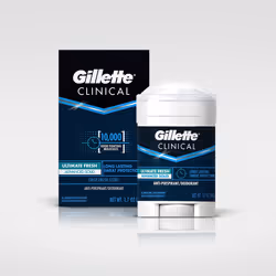 Gillette Clinical Ultimate Fresh, Uomo, Antitraspirante, Deodorante in gel, 48 g, ACTIVE INGREDIENTS Aluminum zirconium trich ...