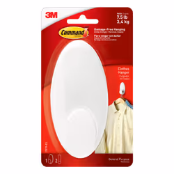 Si appende senza danni. Portata di peso: 3,4 kg. Taglia: L. Colore: bianco. Contenuto della confezione: 1 appendiabito, 2 str ...