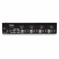 StarTech.com Switch KVM DisplayPort a 4 porte - 4K 60Hz - Schermo singolo - Switch KVM USB UHD DP 1.2 a doppia porta - Hub USB 2.0 integrato e audio - Dell, HP, Apple, Lenovo - TAA - Vista aggiuntiva 4