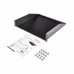 StarTech.com Scaffale per Server Rack 2U - Scaffale universale per rack dati e armadi rack da 19 " - Acciaio resistente - Capacità di peso 56kg - Profondità 46 cm - Nero - Vista aggiuntiva 4