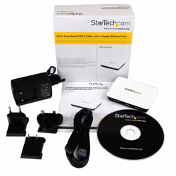 StarTech.com Adattatore di rete NIC USB 3.0 a Ethernet Gigabit con 3 porte hub - Bianco - Vista aggiuntiva 4