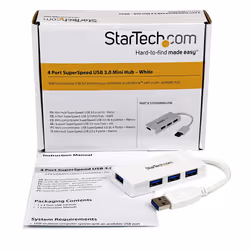 StarTech.com Hub portatile mini USB 3.0 SuperSpeed a 4 porte - Perno e concentratore per Ultrabook USB 3.0 con cavo integrato - Bianco - Vista aggiuntiva 6