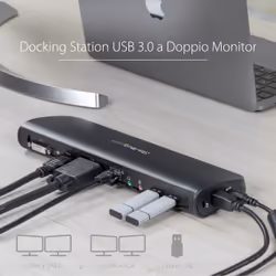 StarTech.com Docking station Universale USB 3.0 per laptop VGA DVI HDMI - Dual-Monitor con Ethernet audio - Vista aggiuntiva 7