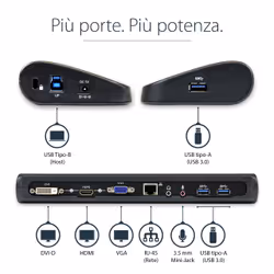 StarTech.com Docking station Universale USB 3.0 per laptop VGA DVI HDMI - Dual-Monitor con Ethernet audio - Vista aggiuntiva 8
