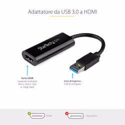 StarTech.com Adattatore da USB 3.0 a HDMI - 1080p (1920x1200) - Sottile/Compatto convertitore video da USB Type-A a HDMI per monitor - Nero - Solo Windows - Vista aggiuntiva 5