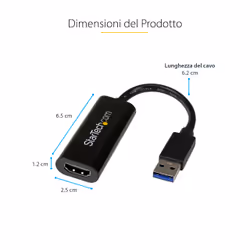 StarTech.com Adattatore da USB 3.0 a HDMI - 1080p (1920x1200) - Sottile/Compatto convertitore video da USB Type-A a HDMI per monitor - Nero - Solo Windows - Vista aggiuntiva 8