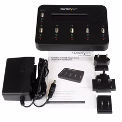 StarTech.com Docking Station per Unità Flash USB - Duplicatore/Eraser Standalone 1:5 per Chiavette USB consente la copia del sistema, dei file e dell'unità a 1,5 GB/min, cancellazione a 1 o 3 passaggi, Display LCD - Vista aggiuntiva 4