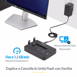 StarTech.com Docking Station per Unità Flash USB - Duplicatore/Eraser Standalone 1:5 per Chiavette USB consente la copia del sistema, dei file e dell'unità a 1,5 GB/min, cancellazione a 1 o 3 passaggi, Display LCD - Vista aggiuntiva 5