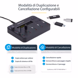 StarTech.com Docking Station per Unità Flash USB - Duplicatore/Eraser Standalone 1:5 per Chiavette USB consente la copia del sistema, dei file e dell'unità a 1,5 GB/min, cancellazione a 1 o 3 passaggi, Display LCD - Vista aggiuntiva 8