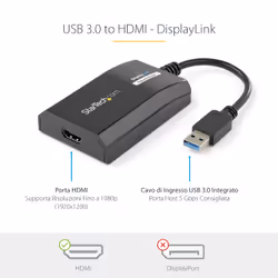StarTech.com Adattatore da USB 3.0 a HDMI - Certificato DisplayLink - 1080p (1920x1200) - Convertitore da USB Type-A a HDMI per monitor - Scheda video e grafica esterna - Windows/Mac - Vista aggiuntiva 7