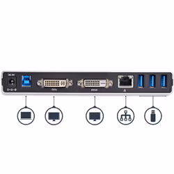 StarTech.com Docking Station Universale per Laptop USB 3.0 per dual-monitor DVI Gigabit Ethernet con adattatori HDMI / VGA - Adattatore USB a DVI HDMI o VGA - Dock DVI verticale per Mac e Windows - Vista aggiuntiva 4