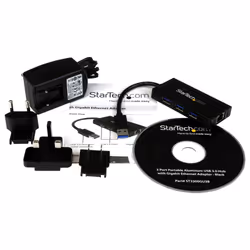 StarTech.com Hub USB 3.0 (5Gbps) a 3 porte portatile con NIC Gigabit Ethernet - In alluminio con cavo integrato - Vista aggiuntiva 6