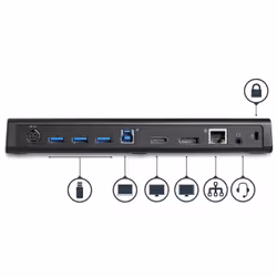 StarTech.com Docking Station Universale USB 3.0 a doppio monitor HDMI e DisplayPort 4K - Docking station USB 3.0 a HDMI e DP, 4x USB-A, Ethernet - Dock per Notebook USB-A Mac e Windows - Vista aggiuntiva 4