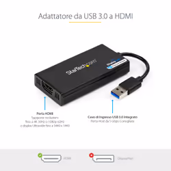 StarTech.com Adattatore da USB 3.0 a HDMI - 4K 30Hz Ultra HD - Certificato DisplayLink - Convertitore per monitor da USB Type-A a HDMI - Video esterno e scheda grafica - Mac e Windows - Vista aggiuntiva 6