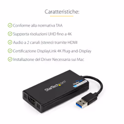 StarTech.com Adattatore da USB 3.0 a HDMI - 4K 30Hz Ultra HD - Certificato DisplayLink - Convertitore per monitor da USB Type-A a HDMI - Video esterno e scheda grafica - Mac e Windows - Vista aggiuntiva 8