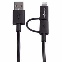 StarTech.com Cavo di ricarica 2 in 1 da 1m - Da USB a Lightning o Micro-USB per iPhone / iPad / iPod / Android - Certificato Apple MFi - Caricabatterie multi-telefono - USB 2.0 - Vista aggiuntiva 4