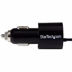 StarTech.com Caricatore da auto a doppia presa con cavo Micro-USB piu porta USB - Alta potenza ( 21 Watt / 4.2A ) - Nero - Vista aggiuntiva 2