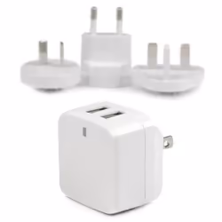 StarTech.com Caricabatterie da Muro a doppia porta x2 USB ad alta potenza ( 17W / 3.4 Amp ) con prese da viaggio (Internazionale) - bianco - Vista aggiuntiva 5
