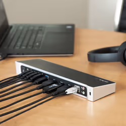 StarTech.com Docking station USB 3.0 a tre monitor - 1x HDMI - 2x DisplayPort - Dock portatile con Hub USB integrata a 5 porte e Gigabit Ethernet - Vista aggiuntiva 5