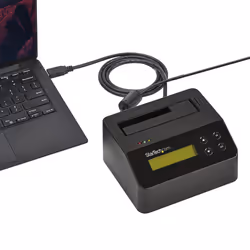 StarTech.com Docking Station per Hard Disk a Singolo Slot - Dock USB 3.0 Standalone con funzione Eraser e Sanificazione per HDD/SSD SATA II, 9 Modalità di Cancellazione - Display LCD, Porta Stampante DB-9 - TAA - Vista aggiuntiva 4