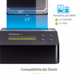 StarTech.com Docking Station per Hard Disk a Singolo Slot - Dock USB 3.0 Standalone con funzione Eraser e Sanificazione per HDD/SSD SATA II, 9 Modalità di Cancellazione - Display LCD, Porta Stampante DB-9 - TAA - Vista aggiuntiva 8
