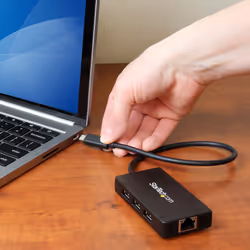 StarTech.com Hub USB 3.0 (5Gbps) a 3 porte con USB-C e Ethernet Gigabit - Include Adattatore di Alimentazione - Vista aggiuntiva 6