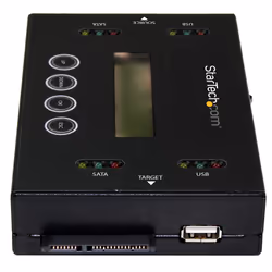 StarTech.com Docking Station per Hard Disk a 2 Slot - Duplicatore ed Eraser Standalone 1:1 con funzione Clone per Chiavette USB e Disco Rigido SSD/HDD SATA - Display LCD - TAA - Indipendente dal SO - Vista aggiuntiva 4